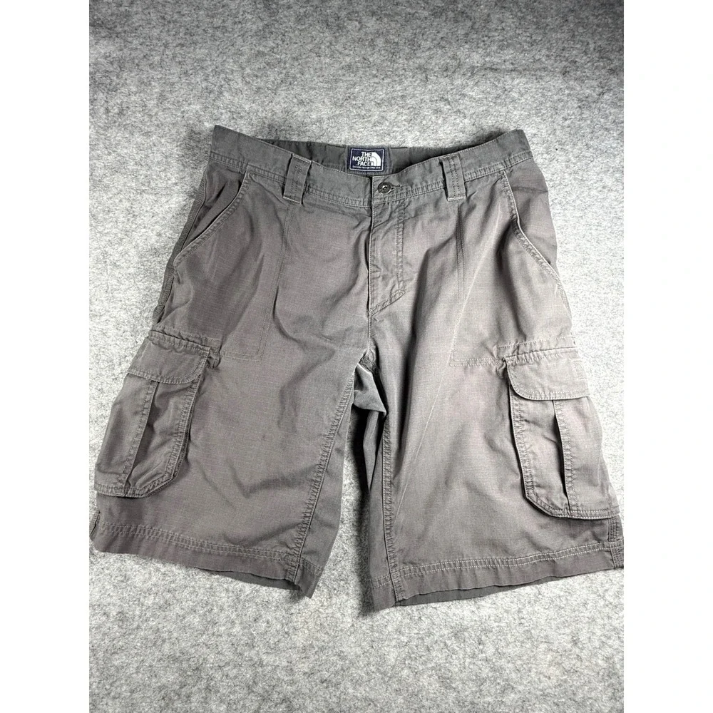 The North Face Mens Gray Ripstop Cargo Shorts Size 34 Regular Hiking Utility